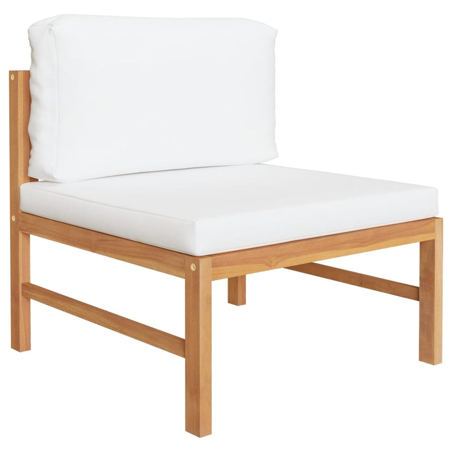 2-Delige Loungeset Met Kleurige Kussens Teakhout crème midden + hoekTafel