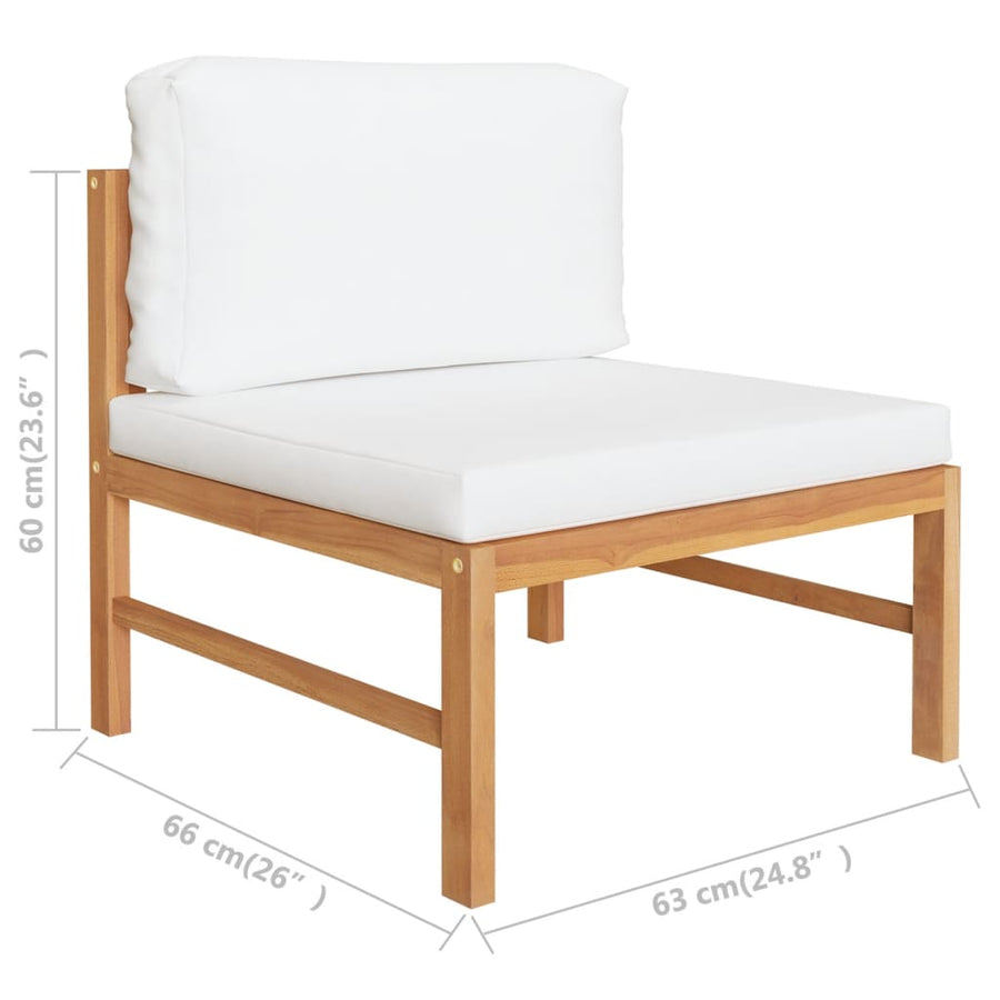 2-Delige Loungeset Met Kleurige Kussens Teakhout crème midden + hoekTafel