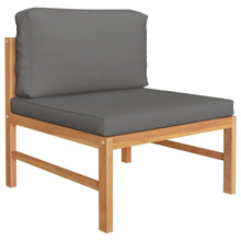 3-Delige Loungeset Met Donkergrijze Kussens Teakhout Donkergrijs midden + voetensteun + Tafel