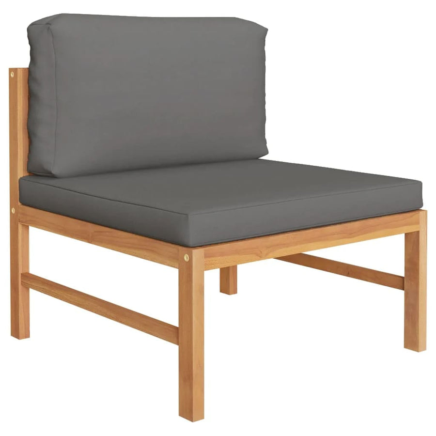 3-Delige Loungeset Met Donkergrijze Kussens Teakhout Donkergrijs midden + voetensteun + Tafel