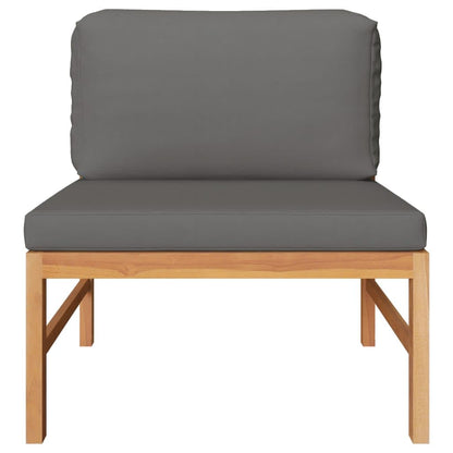 3-Delige Loungeset Met Donkergrijze Kussens Teakhout Donkergrijs midden + voetensteun + Tafel