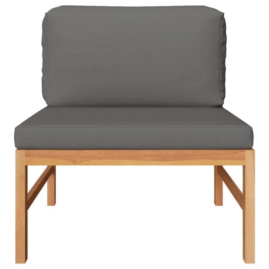3-Delige Loungeset Met Donkergrijze Kussens Teakhout Donkergrijs midden + voetensteun + Tafel