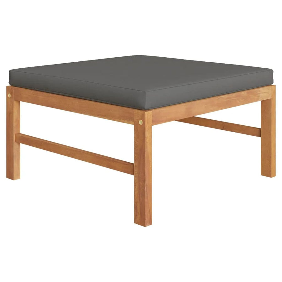 3-Delige Loungeset Met Donkergrijze Kussens Teakhout Donkergrijs midden + voetensteun + Tafel