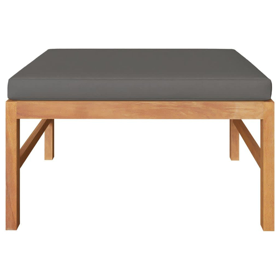 3-Delige Loungeset Met Donkergrijze Kussens Teakhout Donkergrijs midden + voetensteun + Tafel