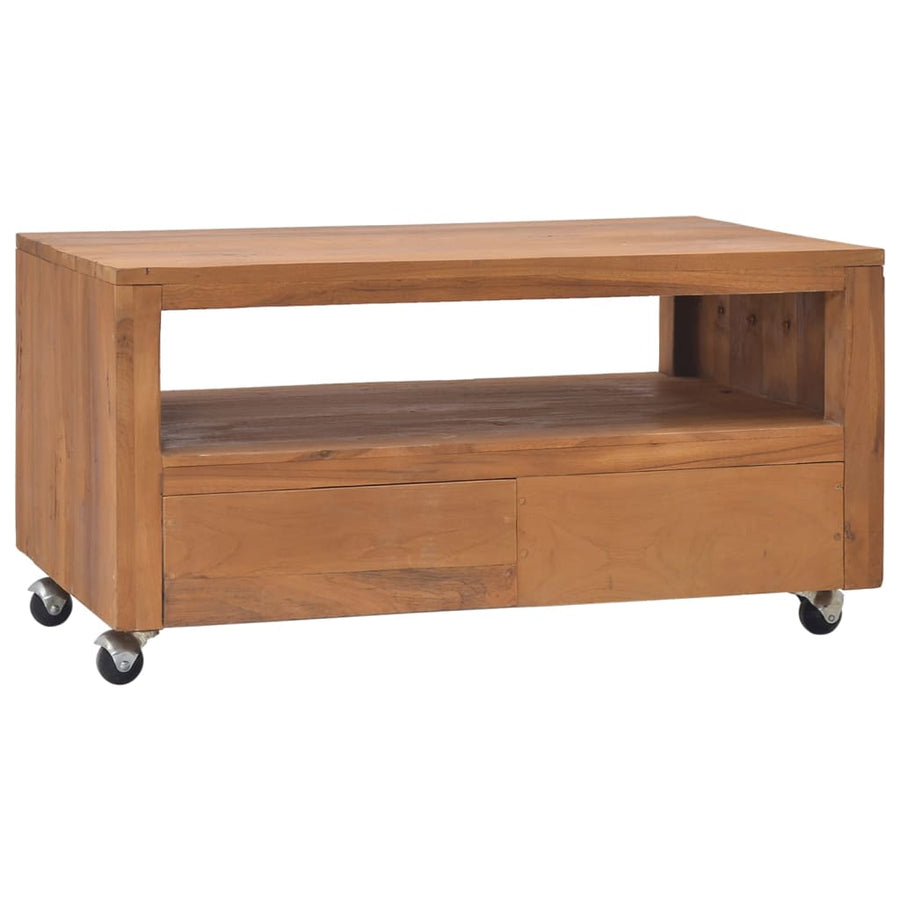 Tv-Meubel Met Wielen Massief Teakhout 80 x 50 x 42 cm