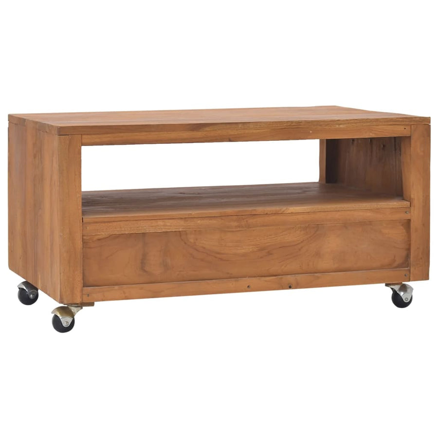 Tv-Meubel Met Wielen Massief Teakhout 80 x 50 x 42 cm