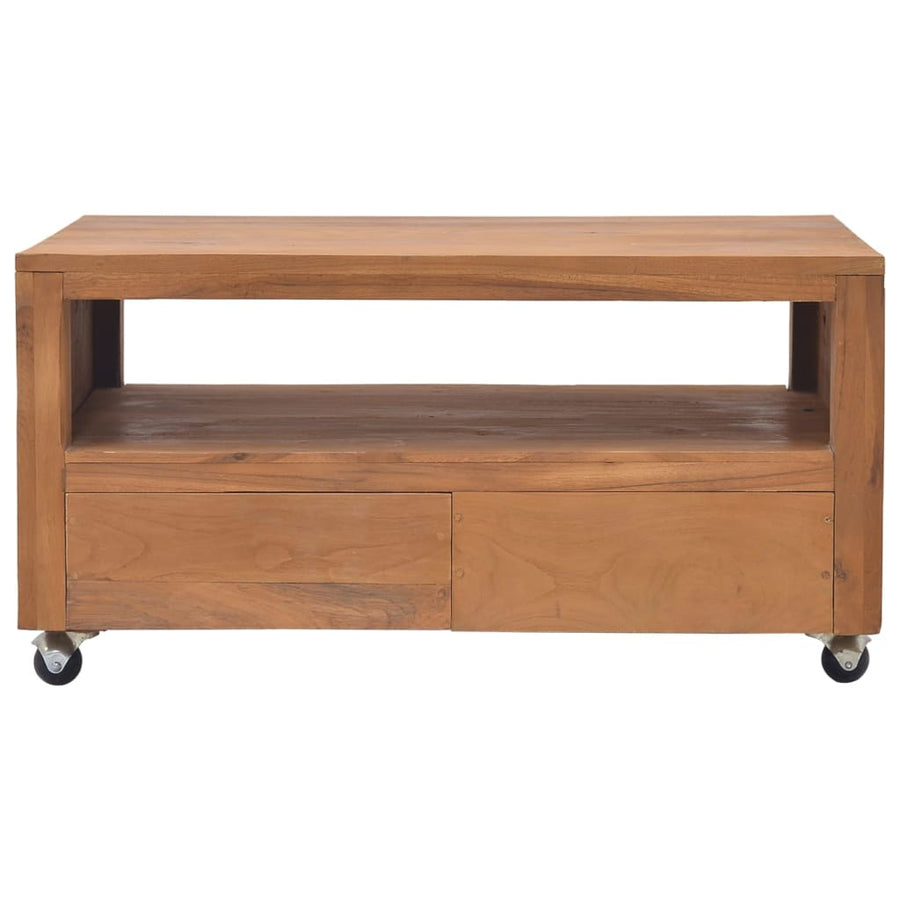 Tv-Meubel Met Wielen Massief Teakhout 80 x 50 x 42 cm