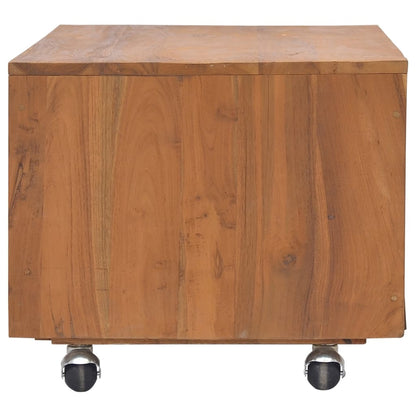 Tv-Meubel Met Wielen Massief Teakhout 80 x 50 x 42 cm