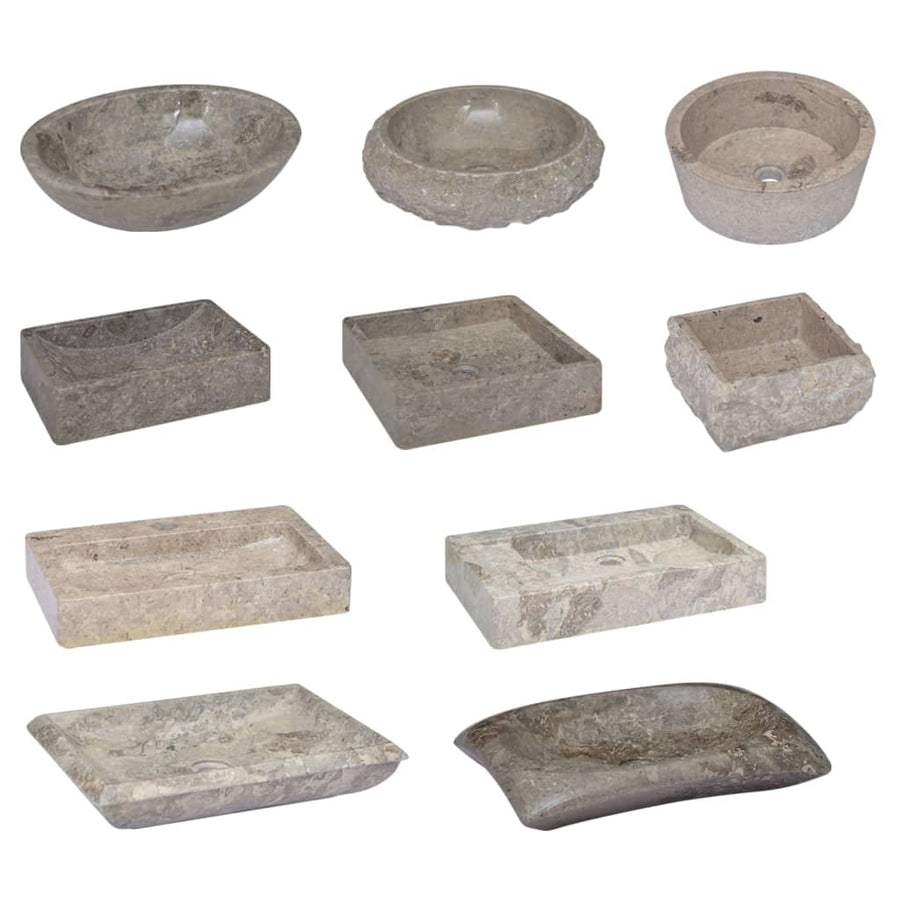 Gootsteen 45x30x12 cm marmer hoogglans grijs Grijs