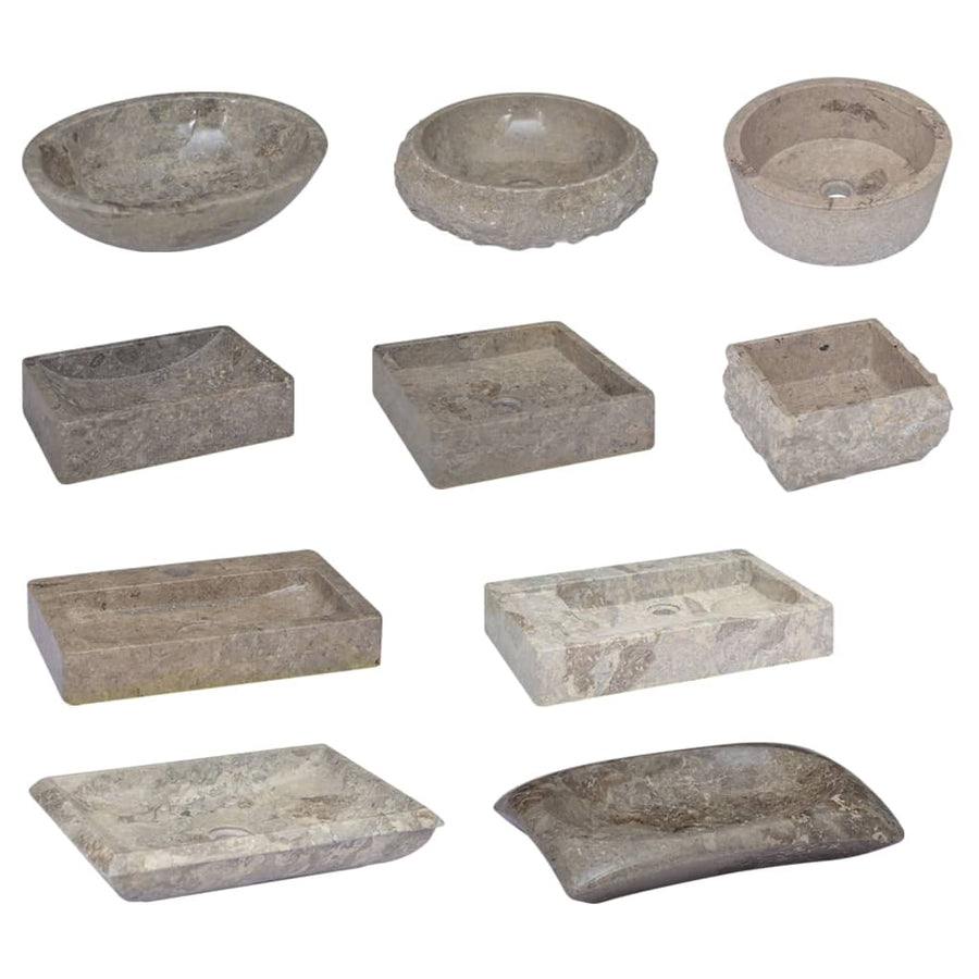 Gootsteen 40x40x10 cm marmer grijs Grijs