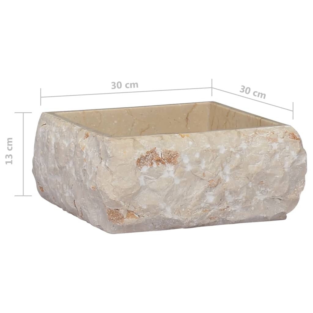 Gootsteen 30X30X13 Cm Marmer Kleurig Crème