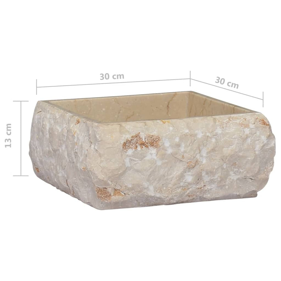 Gootsteen 30X30X13 Cm Marmer Crèmekleurig