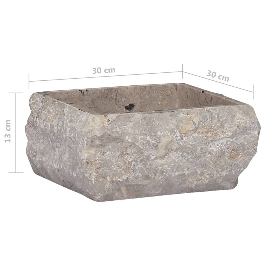 Gootsteen 30x30x13 cm marmer grijs Grijs