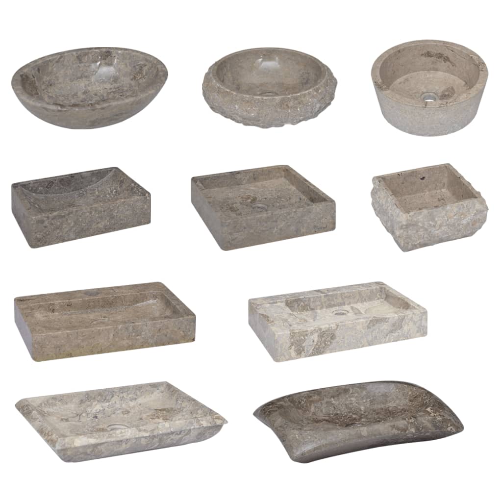 Gootsteen 30x30x13 cm marmer grijs Grijs