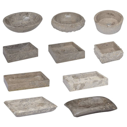 Gootsteen 30x30x13 cm marmer grijs Grijs