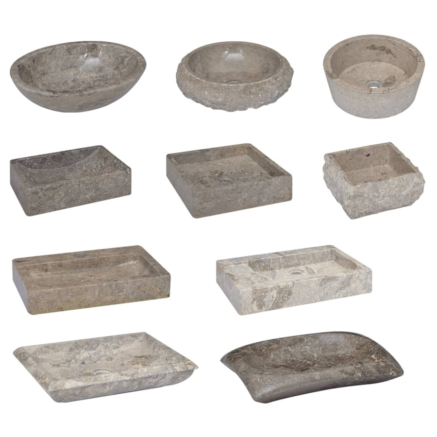 Gootsteen 30x30x13 cm marmer grijs Grijs
