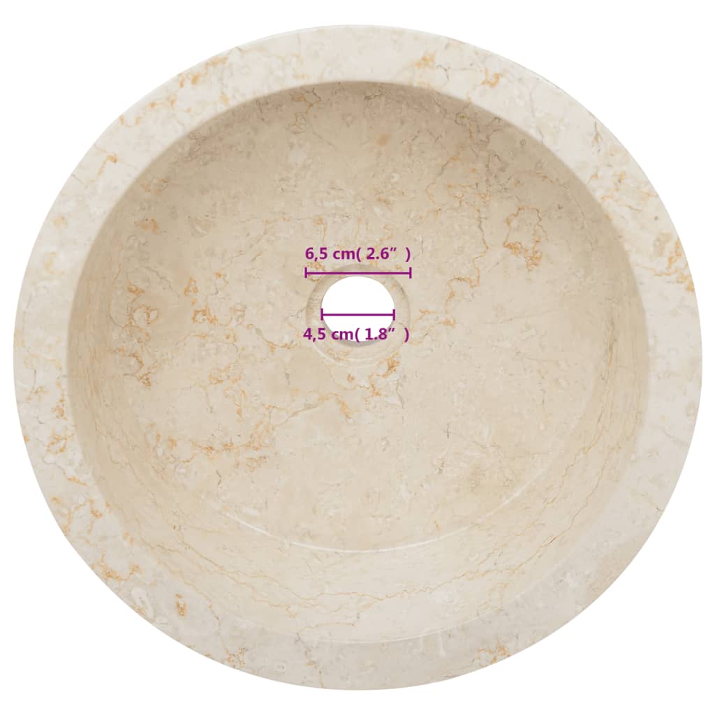Gootsteen Ø40X15 Cm Marmer Kleurig Crème
