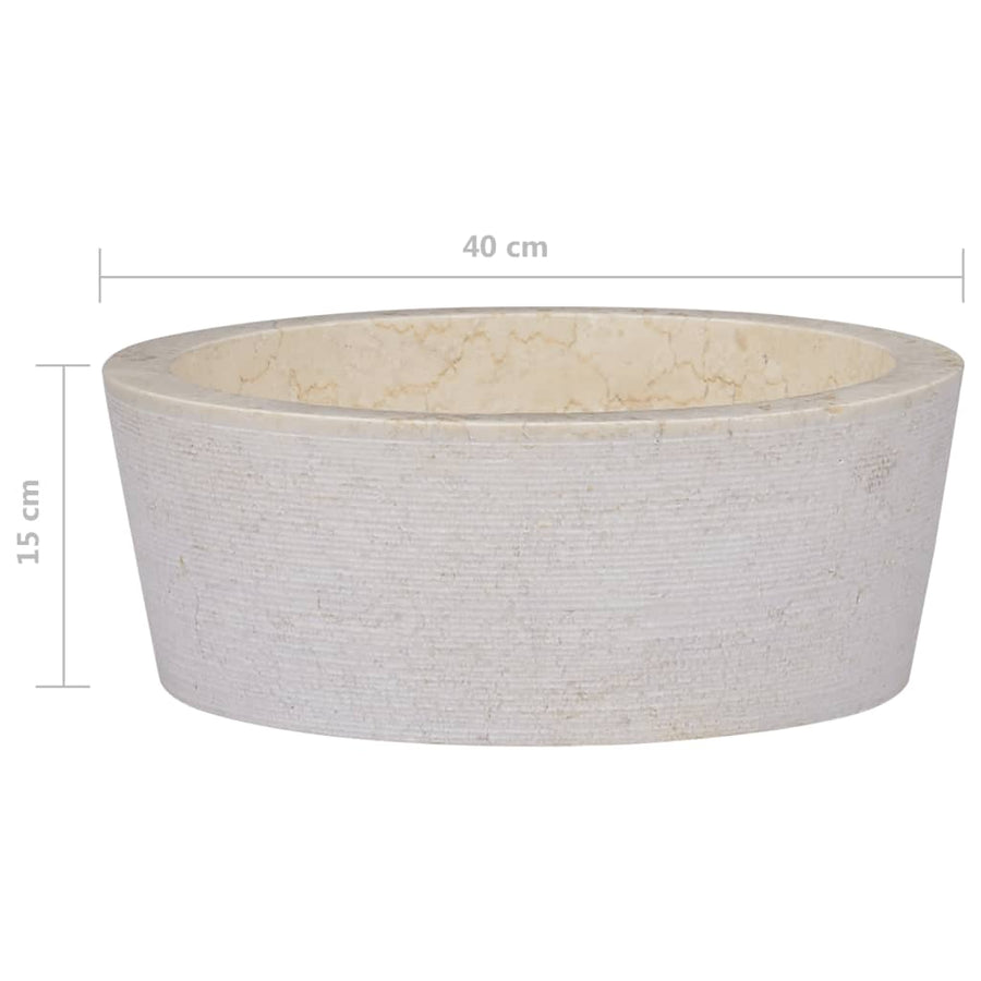 Gootsteen Ø40X15 Cm Marmer Kleurig Crème