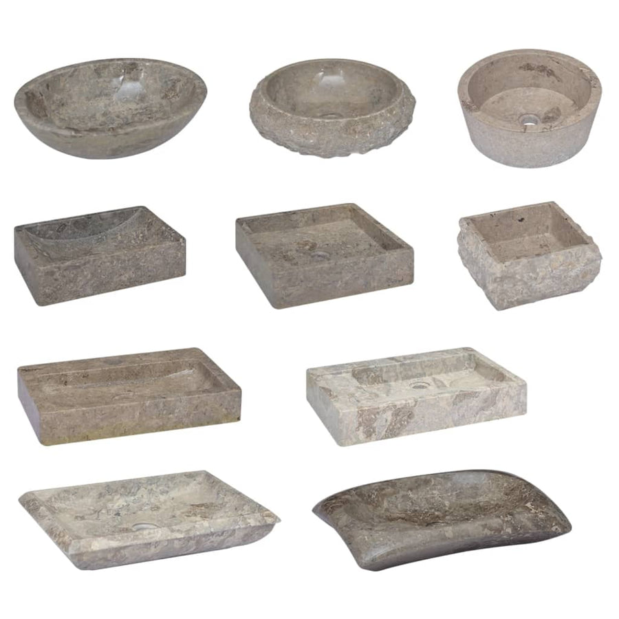 Gootsteen 40x40x10 cm marmer grijs Grijs