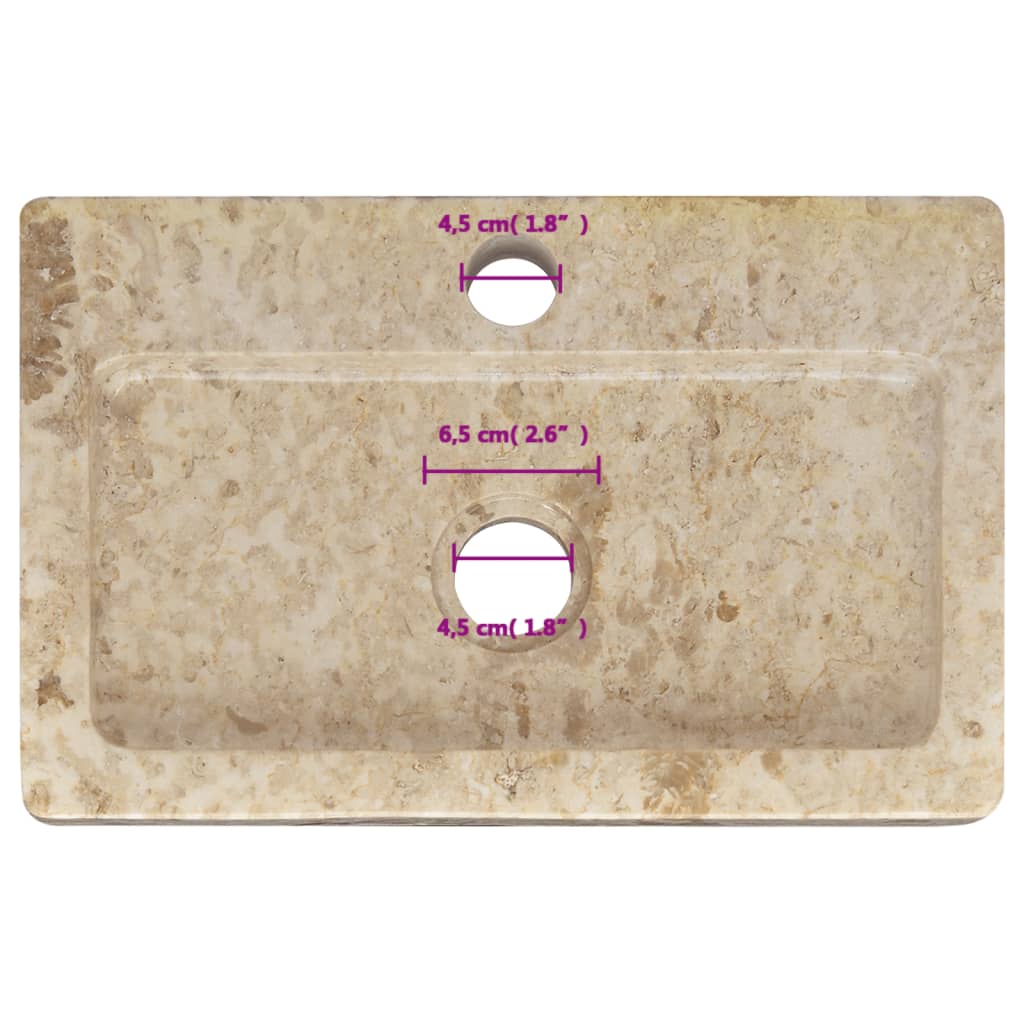 Wastafel Wandgemonteerd 38X24X6,5 Cm Marmer Kleurig Crème