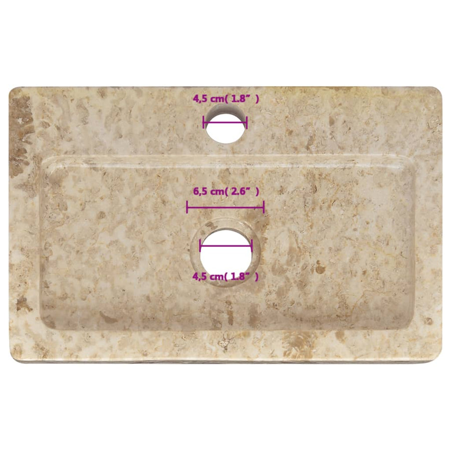 Wastafel Wandgemonteerd 38X24X6,5 Cm Marmer Kleurig Crème