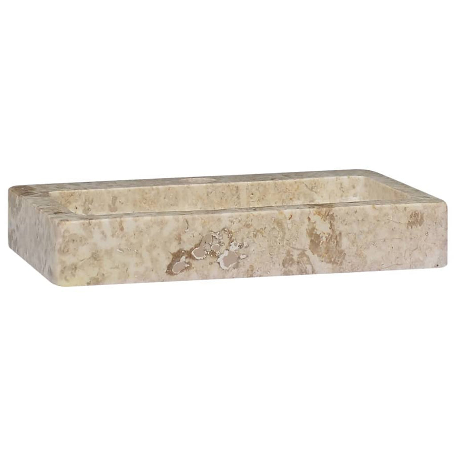 Wastafel Wandgemonteerd 38X24X6,5 Cm Marmer Crèmekleurig