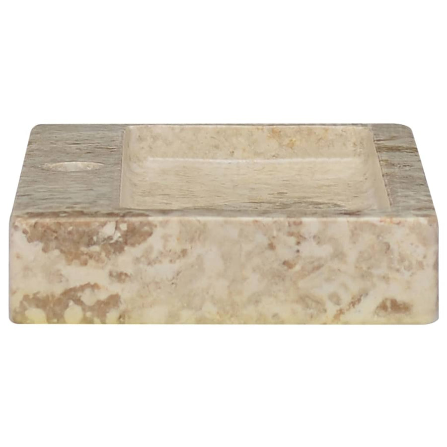 Wastafel Wandgemonteerd 38X24X6,5 Cm Marmer Crèmekleurig
