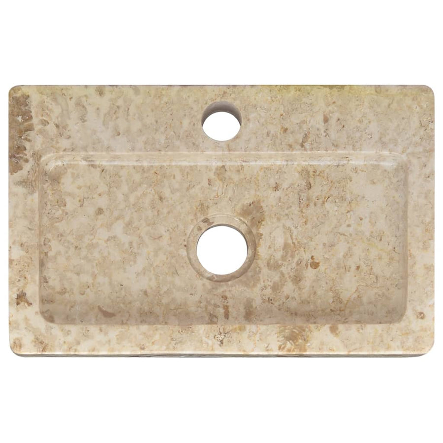 Wastafel Wandgemonteerd 38X24X6,5 Cm Marmer Crèmekleurig