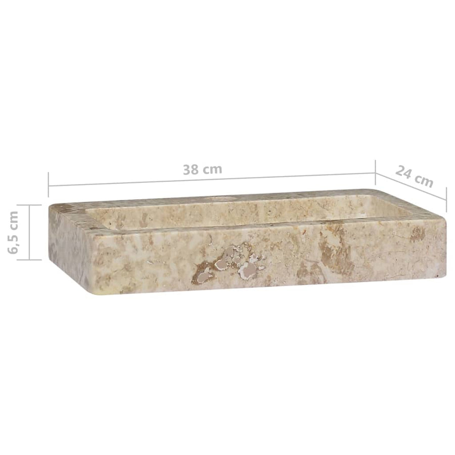 Wastafel Wandgemonteerd 38X24X6,5 Cm Marmer Crèmekleurig