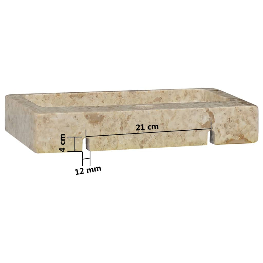Wastafel Wandgemonteerd 38X24X6,5 Cm Marmer Crèmekleurig