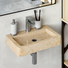 Wastafel Wandgemonteerd 38X24X6,5 Cm Marmer Kleurig Crème