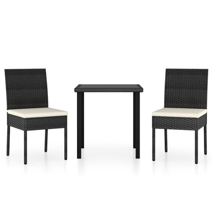 -Delige Tuinset Poly Rattan 3 Zwart