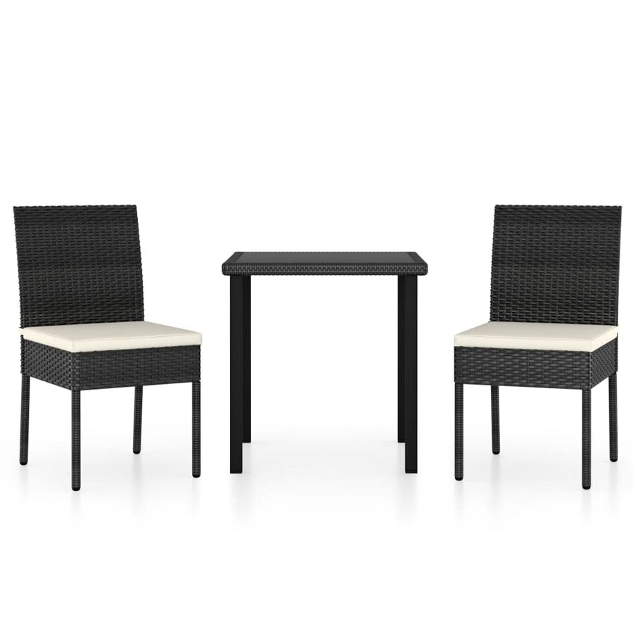 -Delige Tuinset Poly Rattan 3 Zwart