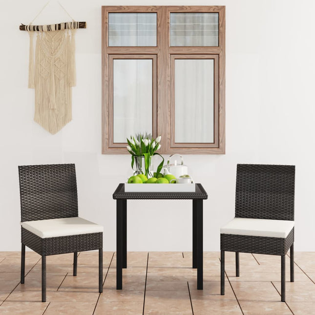 -Delige Tuinset Poly Rattan 3 Zwart