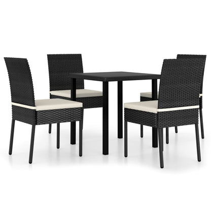 -Delige Tuinset Poly Rattan 5 Zwart