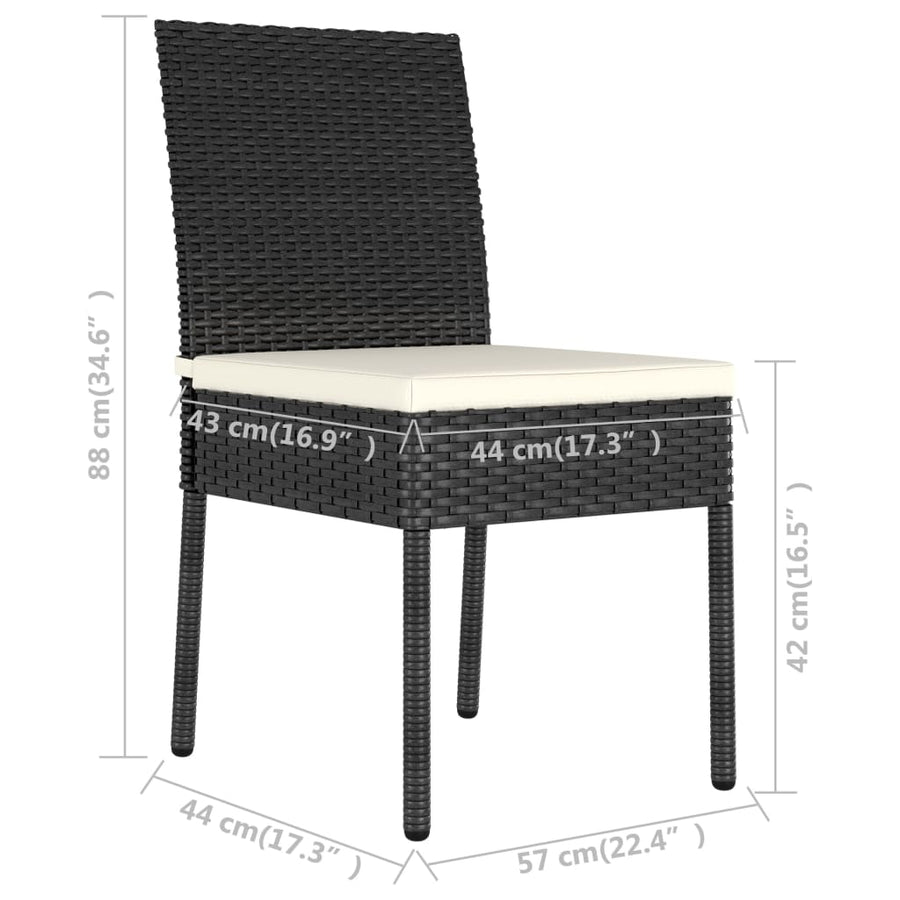 -Delige Tuinset Poly Rattan 5 Zwart