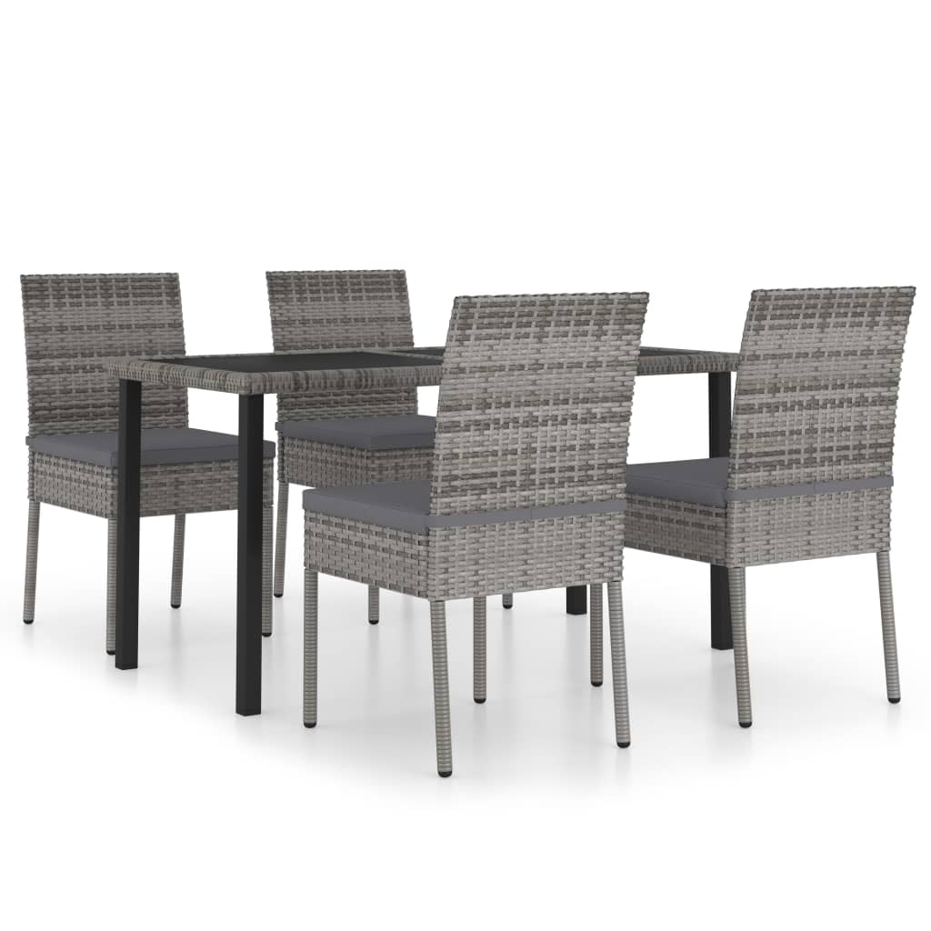 -Delige Tuinset Poly Rattan 5 Grijs