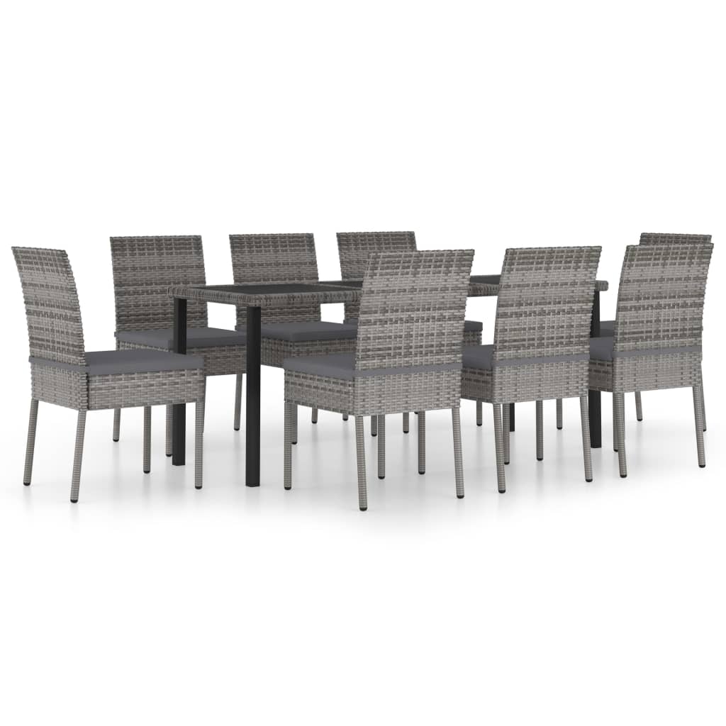 -Delige Tuinset Poly Rattan 9 Grijs