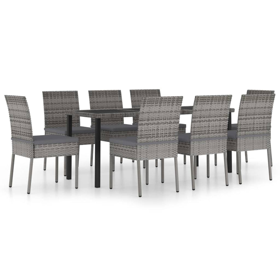 -Delige Tuinset Poly Rattan 9 Grijs