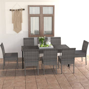 Tuinset 9-delig poly rattan grijs