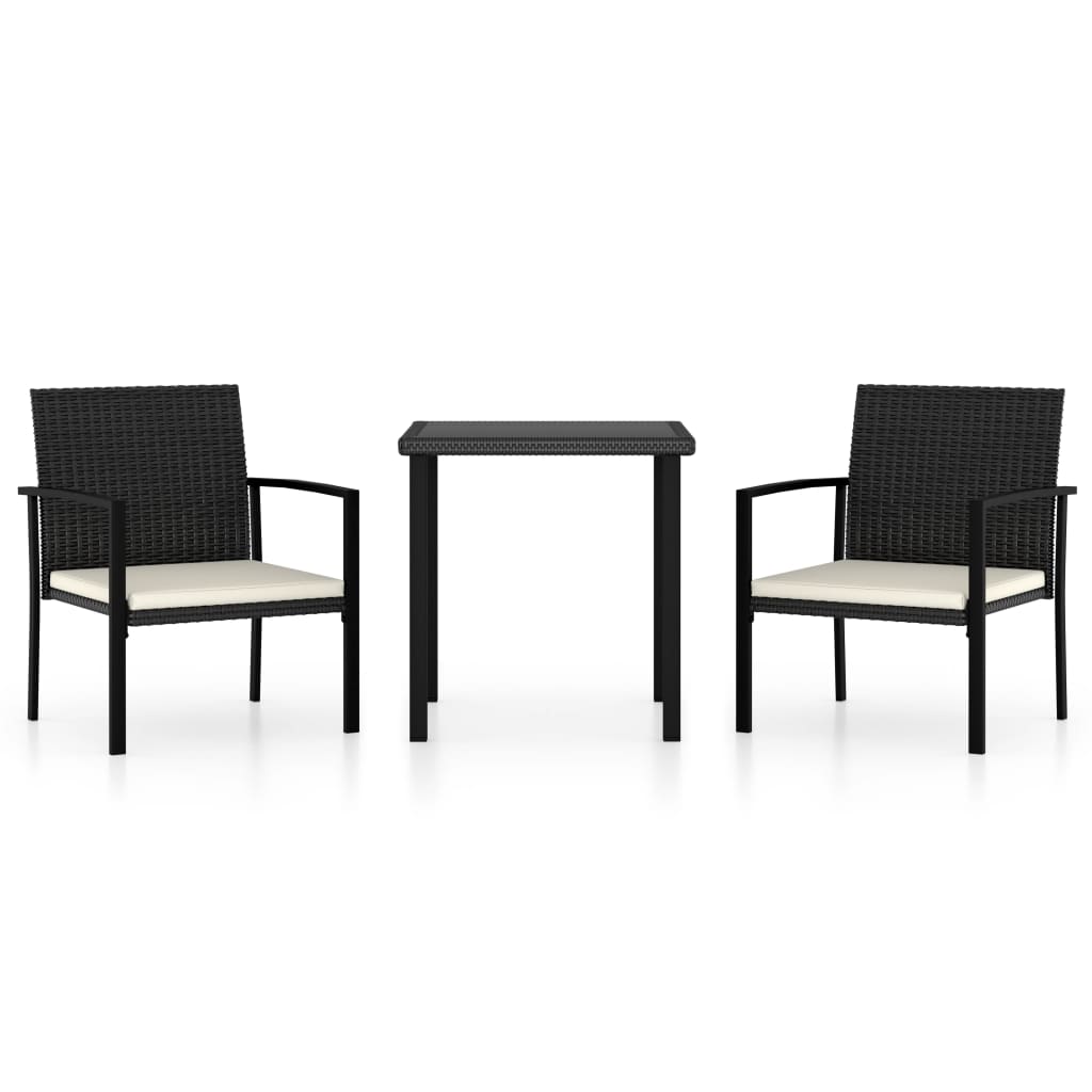 -Delige Tuinset Poly Rattan 3 Zwart