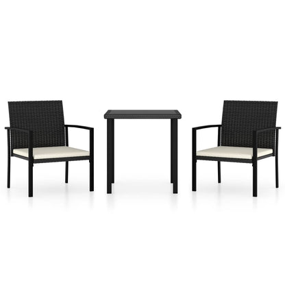 -Delige Tuinset Poly Rattan 3 Zwart