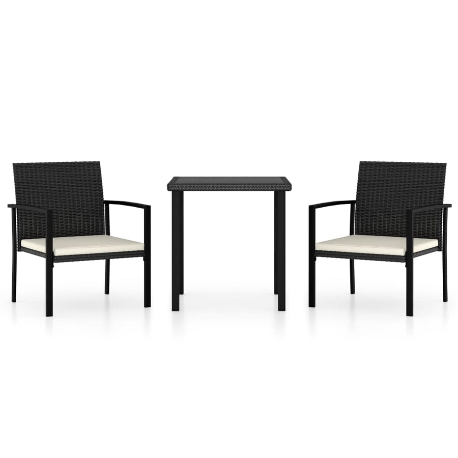 -Delige Tuinset Poly Rattan 3 Zwart