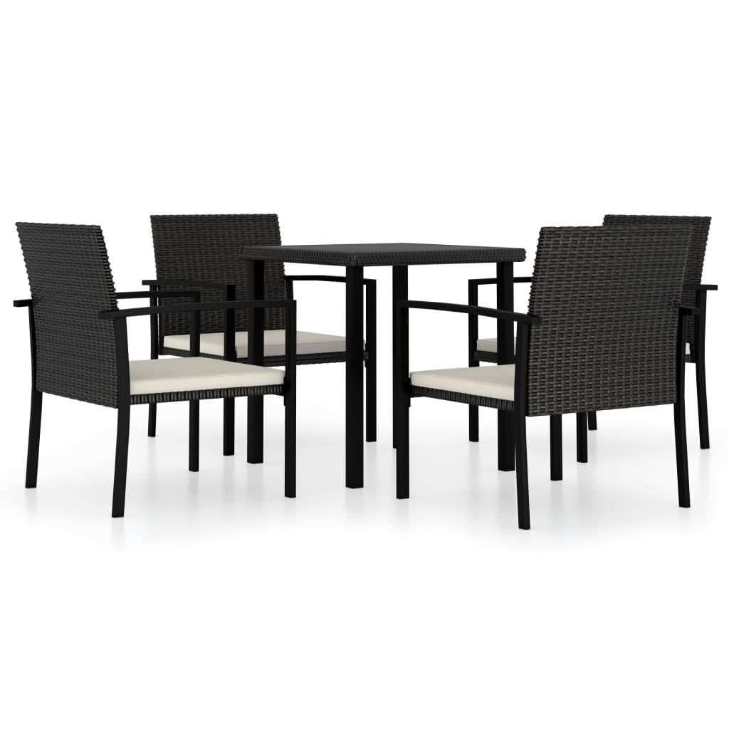 5-delige Tuinset poly rattan zwart