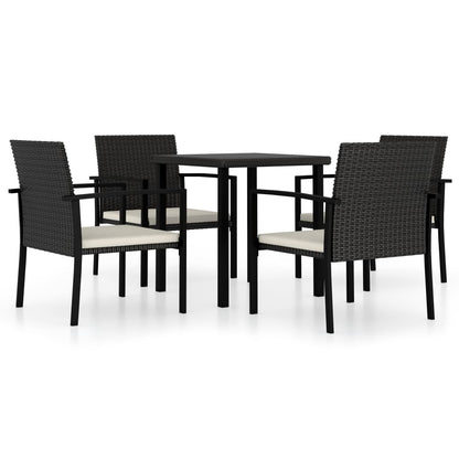 5-delige Tuinset poly rattan zwart
