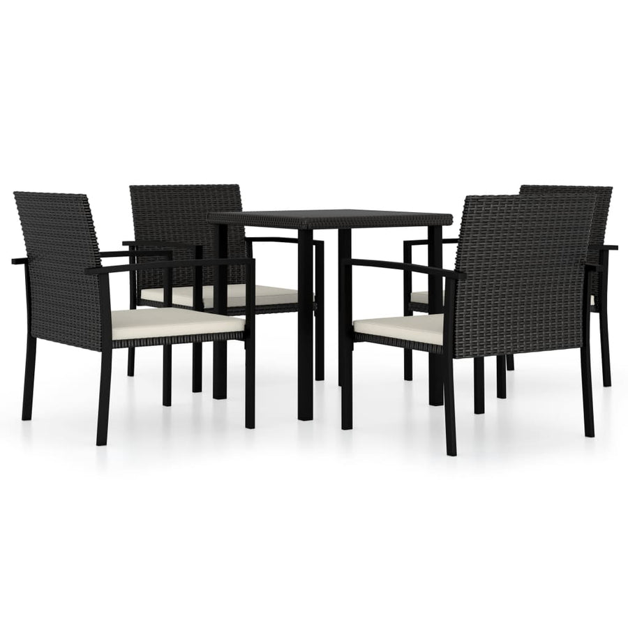 5-delige Tuinset poly rattan zwart