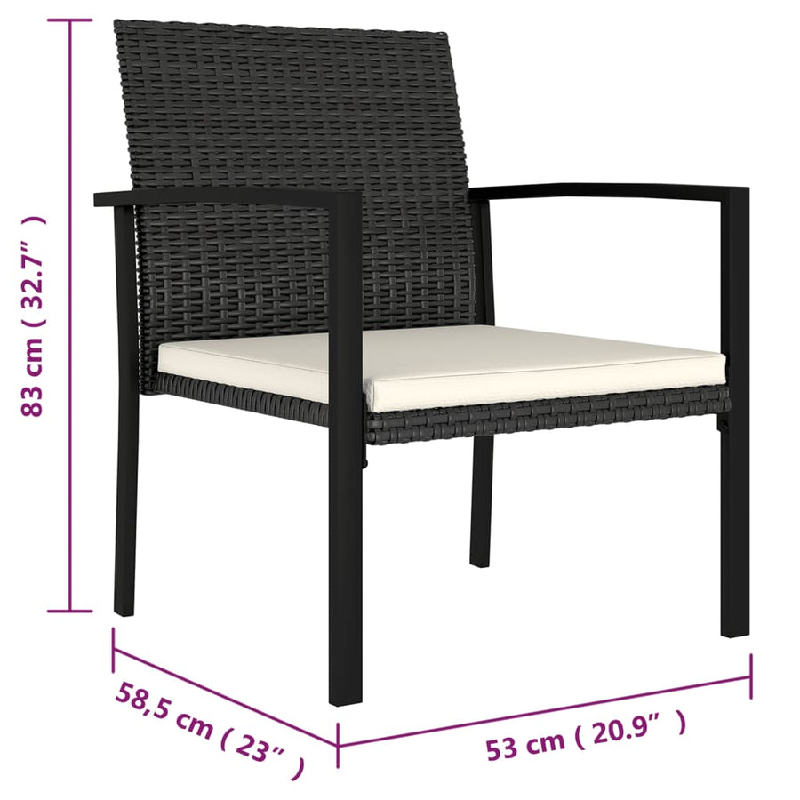 5-delige Tuinset poly rattan zwart