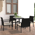Tuinset 5-delig poly rattan zwart