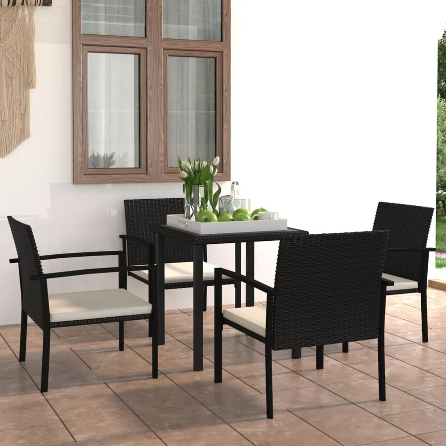 5-delige Tuinset poly rattan zwart