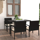 -Delige Tuinset Poly Rattan 5 Zwart